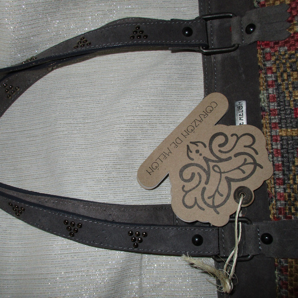 CORAZON DE MELON AZTEC ETHNIC TRIBAL BOHO SUEDE BAG FRINGE NWT - Picture 6 of 8